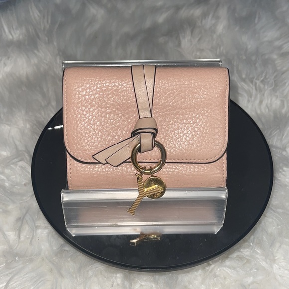 CHLOÉ Alphabet embellished textured-leather wallet soft pink NWT full inclusion - Picture 4 of 15